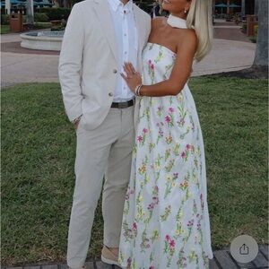 Show Me Your MuMu Floral Strapless Dress - White and Pink